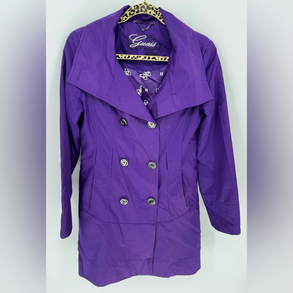 Guess Women's Purple Waterproof Trench Coat